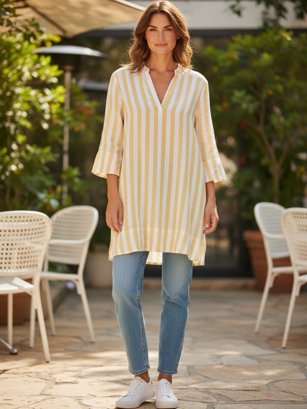 NWT Trovata Birds of Paradis Lucca Linen Stripe w/Pockets!
